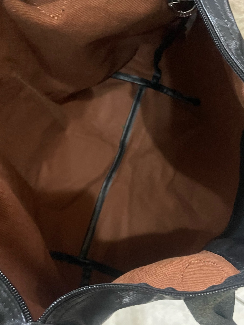 Longchamp Black Leather-Trimmed Tote with Printed Nylon - Picture 12 of 14